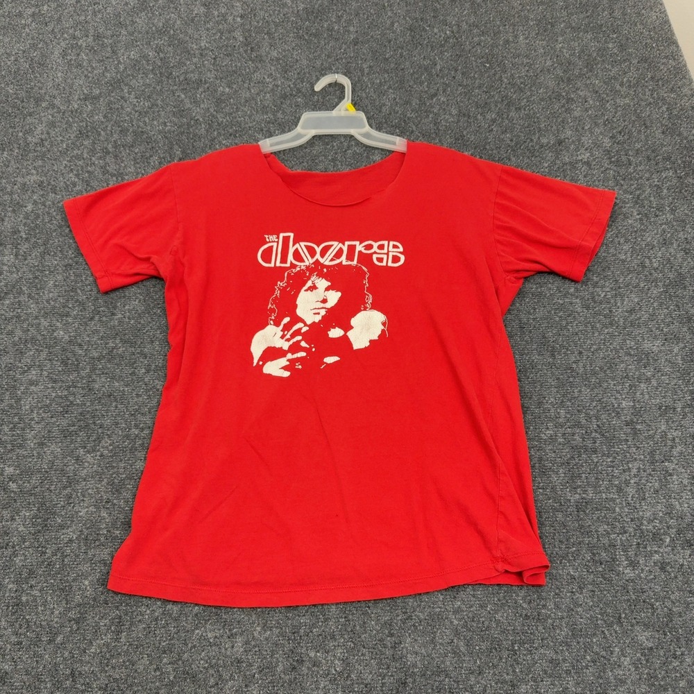 Vintage The Doors T-Shirt Unisex M Red Cotton Jim Morrison Graphic Rock Band Tee